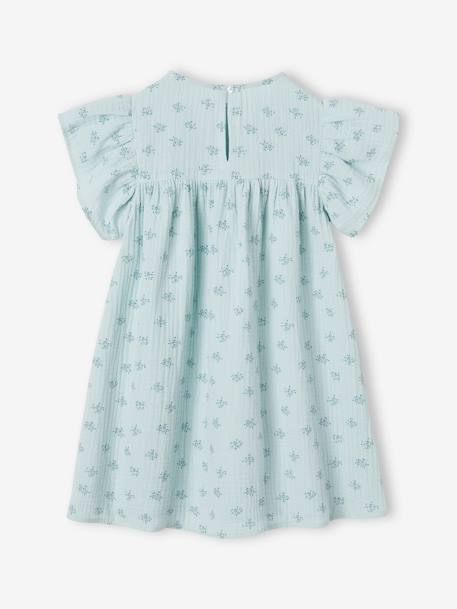 Robe en gaze de coton fille bleu grisé+écru+rose 4 - vertbaudet enfant 