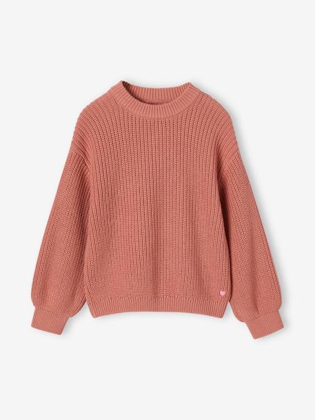 Pull en côtes anglaises fille bleu ciel+corail+rose 9 - vertbaudet enfant 