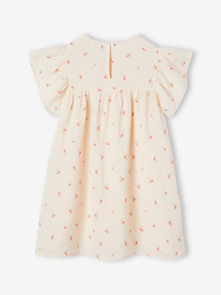 Robe en gaze de coton fille bleu grisé+écru+rose 7 - vertbaudet enfant 