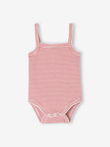 Lot de 5 bodies à bretelles naissance en coton biologique vieux rose 3 - vertbaudet enfant 