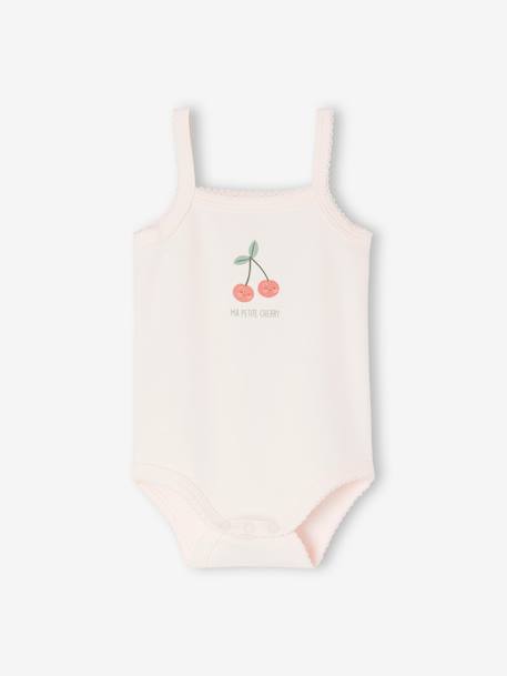 Lot de 3 bodies cerises bébé fines bretelles en coton biologique rose pâle 2 - vertbaudet enfant 