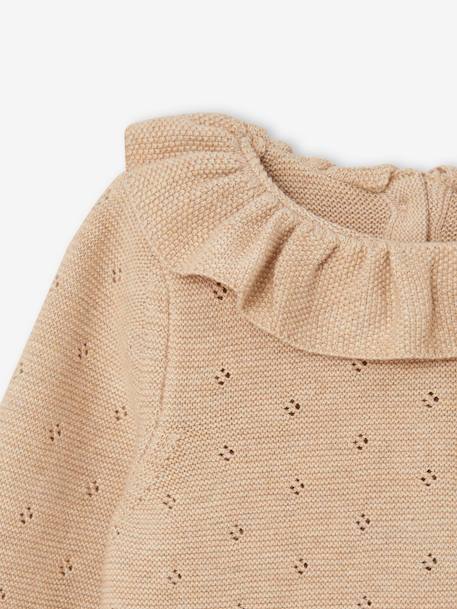 Barboteuse en tricot bébé manches longues et son béguin beige chiné 4 - vertbaudet enfant 