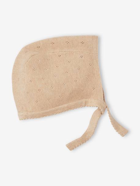 Barboteuse en tricot bébé manches longues et son béguin beige chiné 9 - vertbaudet enfant 