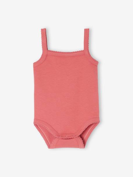 Lot de 5 bodies à bretelles naissance en coton biologique vieux rose 5 - vertbaudet enfant 