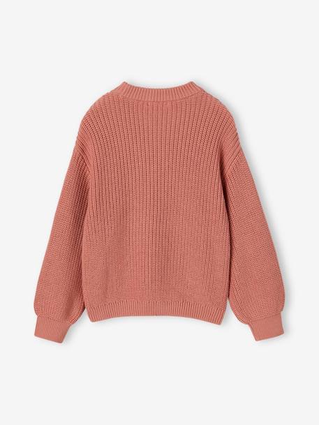 Pull en côtes anglaises fille bleu ciel+corail+rose 10 - vertbaudet enfant 