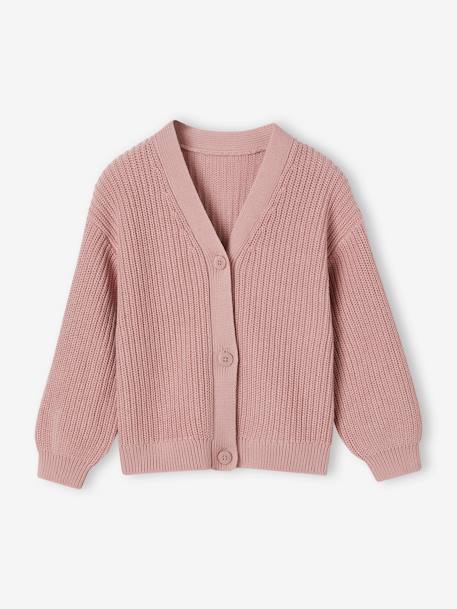 Gilet fille en côte perlée abricot+mauve+pistache 4 - vertbaudet enfant 