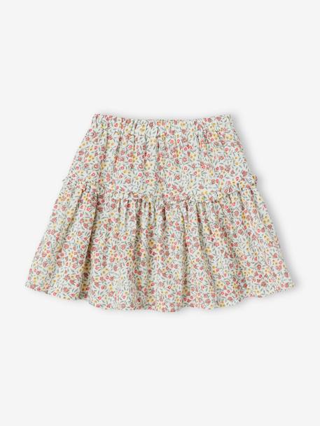 Jupe à fleurs en gaze de coton fille blanc imprimé+écru 5 - vertbaudet enfant 