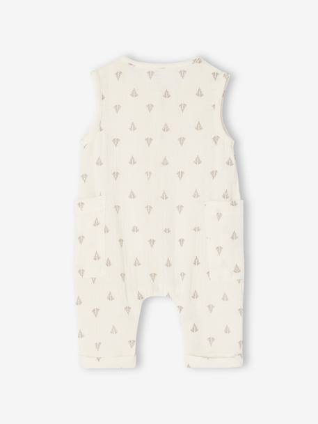 Combinaison en gaze de coton naissance BEIGE CLAIR IMPRIME+cappuccino+écru 2 - vertbaudet enfant 