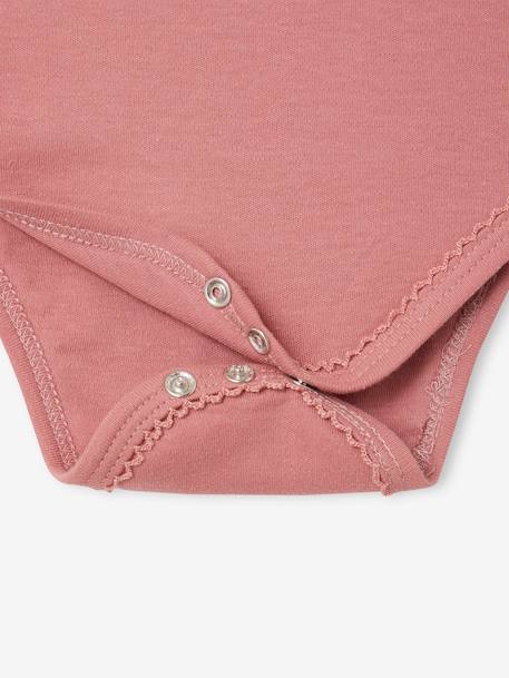 Lot de 3 bodies assortis 'joli coeur' bébé naissance en coton biologique vieux rose 7 - vertbaudet enfant 