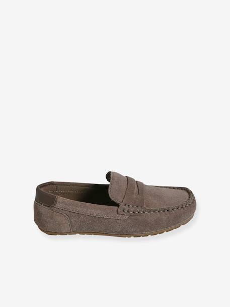 Mocassins croûte de cuir enfant taupe 2 - vertbaudet enfant 