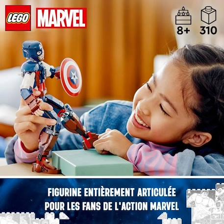 LEGO® Marvel 76258 La Figurine de Captain America avec Bouclier, Jouet et Décoration Avengers BLEU 5 - vertbaudet enfant 