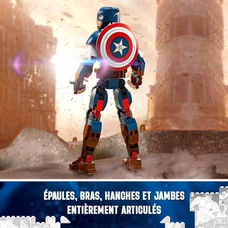 LEGO® Marvel 76258 La Figurine de Captain America avec Bouclier, Jouet et Décoration Avengers BLEU 3 - vertbaudet enfant 