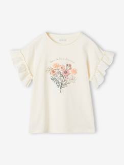 T-shirt bouquet en relief manches brodées fille  - vertbaudet enfant