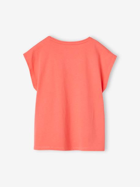 Tee-shirt uni Basics personnalisable fille manches courtes corail+mandarine 3 - vertbaudet enfant 