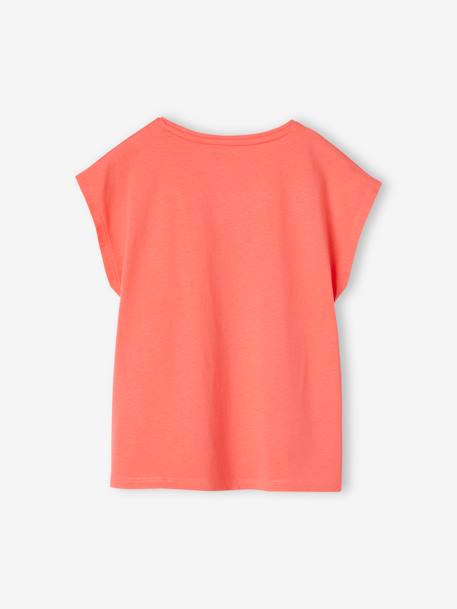 Tee-shirt uni Basics personnalisable fille manches courtes corail+écru 3 - vertbaudet enfant 