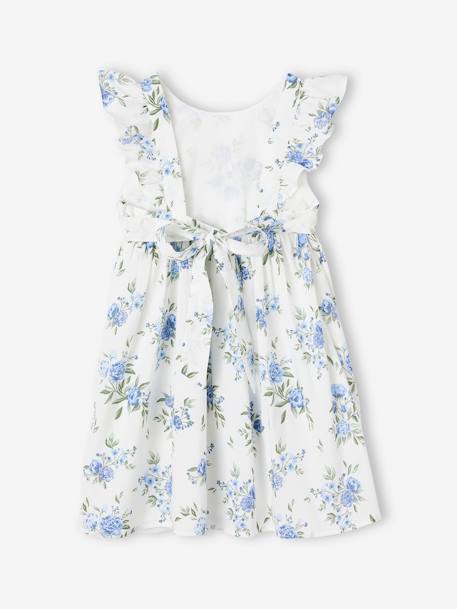 Robe cérémonie à volants motifs fleurs fille bleu imprimé+vanille 4 - vertbaudet enfant 