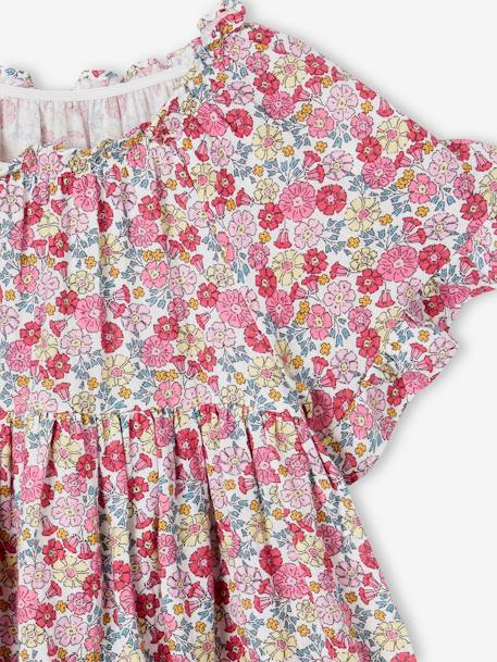 Robe à fleurs manches papillon volantées fille rose 4 - vertbaudet enfant 