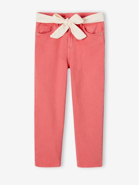 Fille-Pantalon Mom et sa ceinture en gaze de coton fille