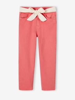 -Pantalon Mom et sa ceinture en gaze de coton fille