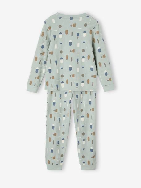 Pyjama garçon en maille côtelée imprimé graphique vert sauge 5 - vertbaudet enfant 