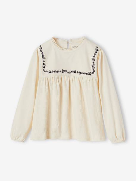 T-shirt blouse brodé fleurs fille  - vertbaudet enfant