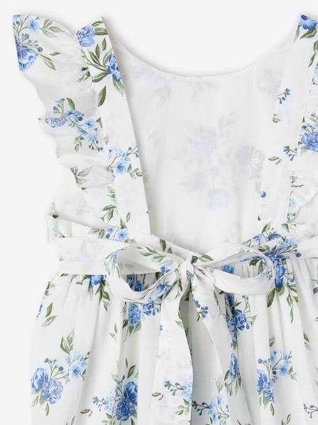 Robe cérémonie à volants motifs fleurs fille bleu imprimé+vanille 5 - vertbaudet enfant 