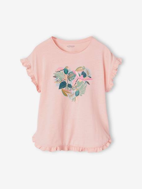 Tee-shirt volanté motif à sequins fille rose pâle+vert+vert d'eau+vieux rose 1 - vertbaudet enfant 