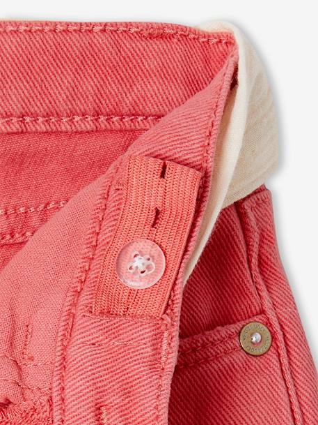 Pantalon Mom et sa ceinture en gaze de coton fille moutarde+pêche+rose+rouge+vert émeraude 27 - vertbaudet enfant 