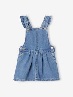 Robe salopette en denim bébé bretelles volantées  - vertbaudet enfant