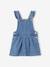 Robe salopette en denim bébé bretelles volantées stone 1 - vertbaudet enfant 