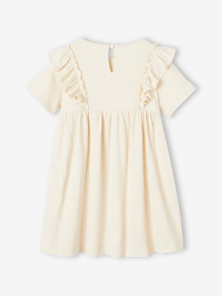 Robe à volants effet reliéfé fille corail+écru 5 - vertbaudet enfant 