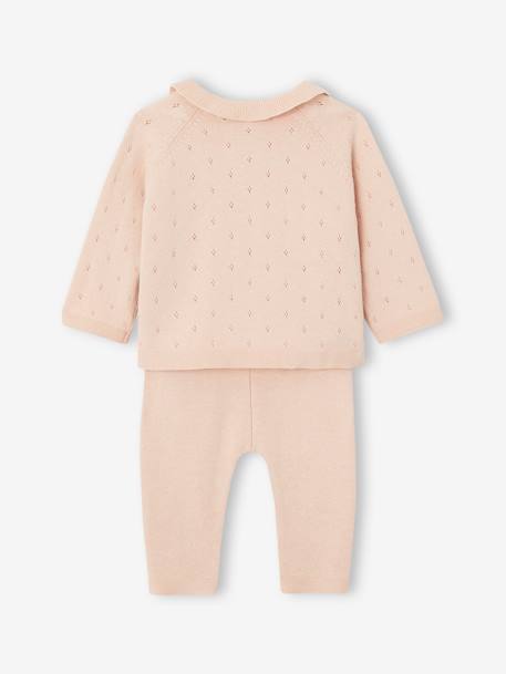 Ensemble en tricot pull à collerette et pantalon bébé rose nude 6 - vertbaudet enfant 