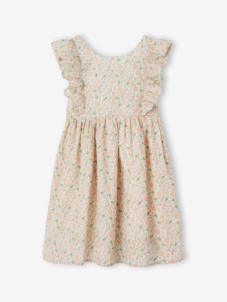 Robe cérémonie à volants motifs fleurs fille bleu imprimé+vanille 11 - vertbaudet enfant 