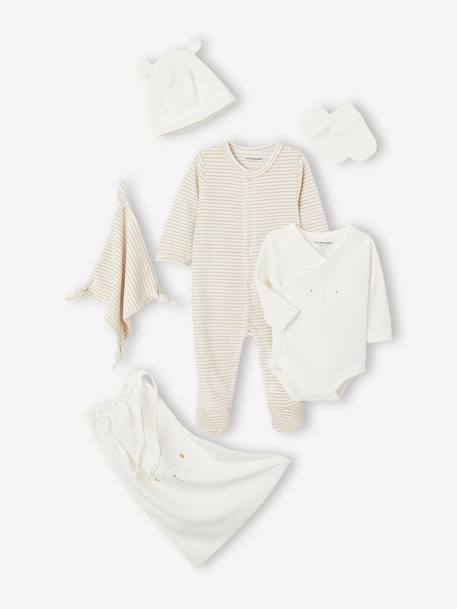 Kit naissance 6 pièces beige+bleu grisé 1 - vertbaudet enfant 