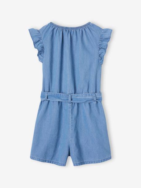 Combishort en denim léger fille manches volantées stone 2 - vertbaudet enfant 