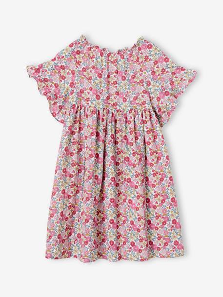 Robe à fleurs manches papillon volantées fille rose 3 - vertbaudet enfant 