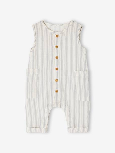 Combinaison en gaze de coton naissance BEIGE CLAIR IMPRIME+cappuccino+écru 8 - vertbaudet enfant 