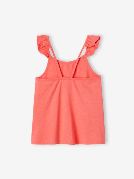 Débardeur Basics bretelles à volant fille corail+écru 2 - vertbaudet enfant 