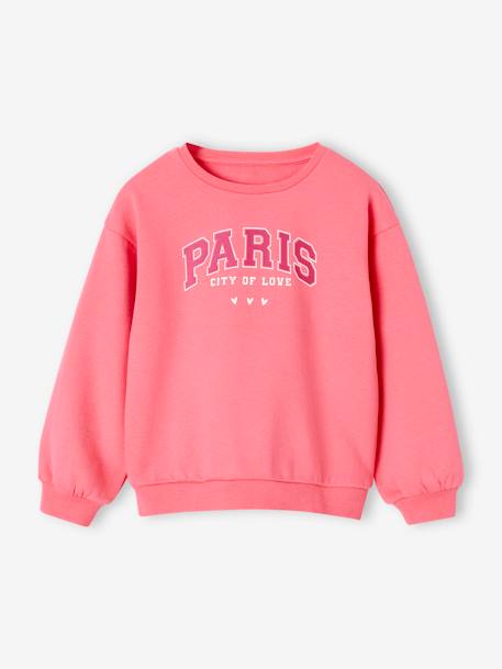 Tous nos sweats-Fille-Pull, gilet, sweat-Sweat Basics motif placé fille