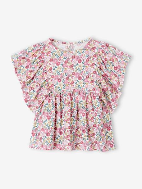 Tee-shirt blouse fille bleu pétrole+multicolore+vanille 4 - vertbaudet enfant 