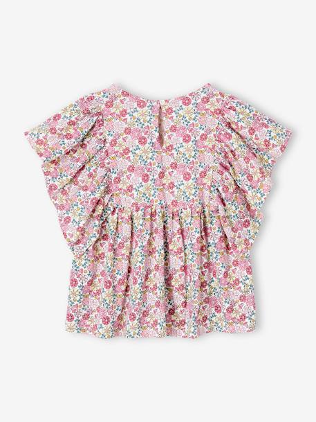 Tee-shirt blouse fille bleu pétrole+multicolore+vanille 5 - vertbaudet enfant 