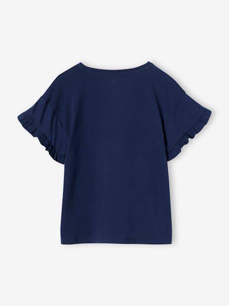 Tee-shirt fantaisie fille manches courtes marine+rayé bleu 2 - vertbaudet enfant 