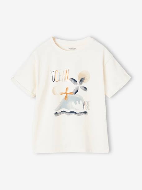 Tee-shirt épais motif vague garçon écru 2 - vertbaudet enfant 