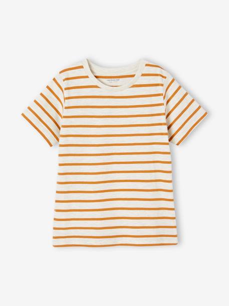 Lot de 3 T-shirts Basics garçon manches courtes blanc chiné+bleu azur+cappuccino+vert+vert d'eau 3 - vertbaudet enfant 