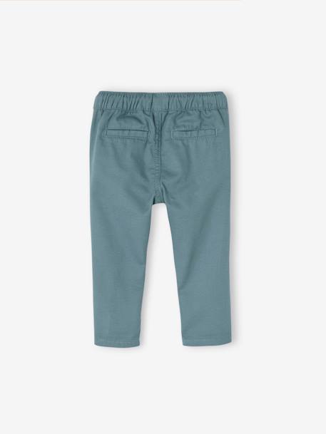 Pantalon bébé garçon en toile à taille élastiquée bleu grisé+noix de pécan 2 - vertbaudet enfant 