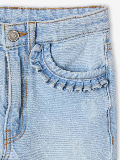 Jean droit MorphologiK fille tour de hanches Fin denim bleached+stone 3 - vertbaudet enfant 