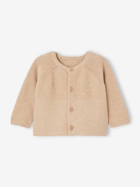 Ensemble 3 pièces en tricot : cardigan, pantalon et chaussons naissance beige chiné 7 - vertbaudet enfant 