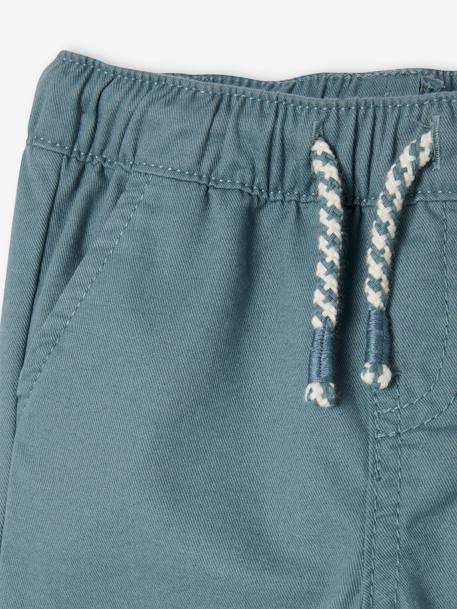 Pantalon bébé garçon en toile à taille élastiquée bleu grisé+noix de pécan 3 - vertbaudet enfant 