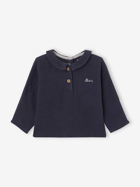 Blouse en gaze de coton bébé personnalisable bleu nuit 1 - vertbaudet enfant 