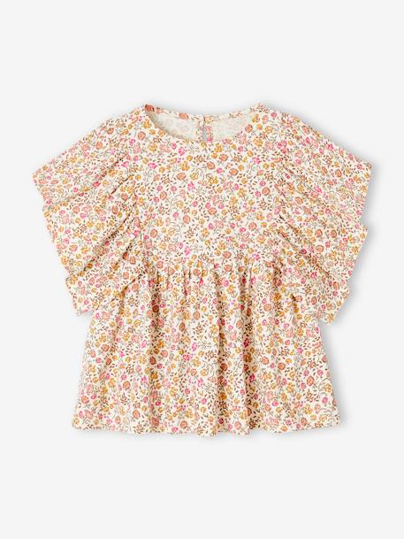 Tee-shirt blouse fille bleu pétrole+multicolore+vanille 7 - vertbaudet enfant 